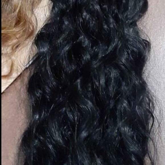 New Long Curly Human Hair Extensions Blend 22" Full Set Warm Blonde Black - Picture 3 of 7